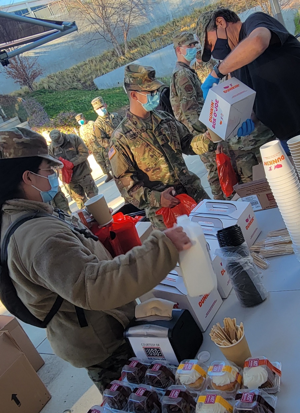 USO visits troops at Cal State LA vaccine site
