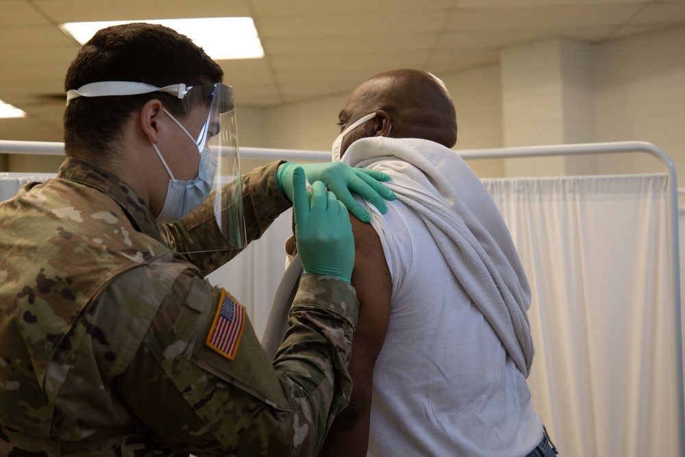 Service members support the Calvary Baptist Church COVID-19 Community Vaccination Center