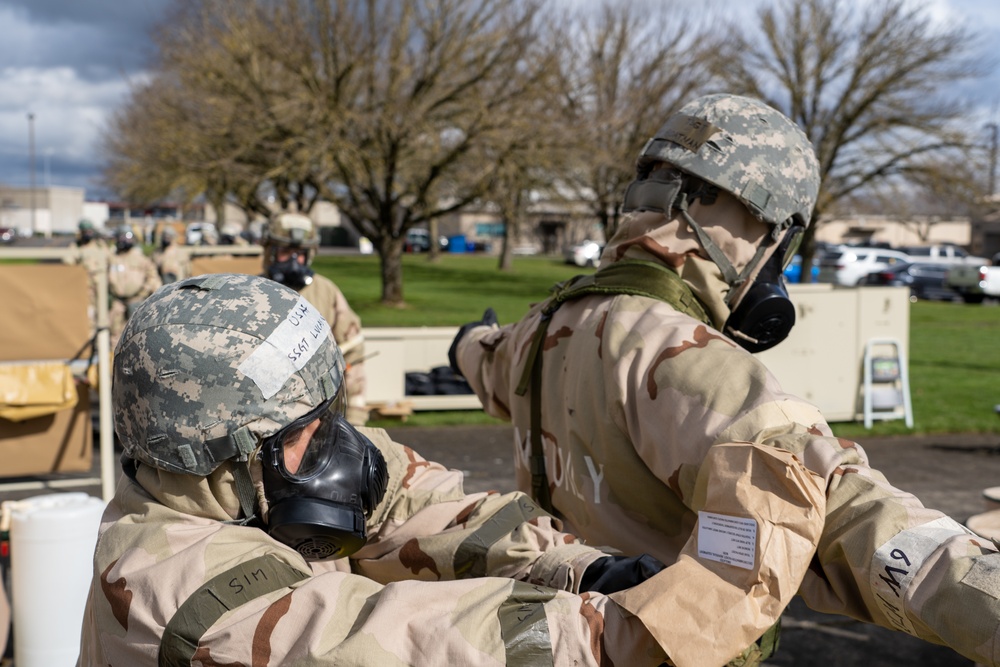 142nd Wing Airmen Enter Contamination Control Area during Combat Readiness Exercise
