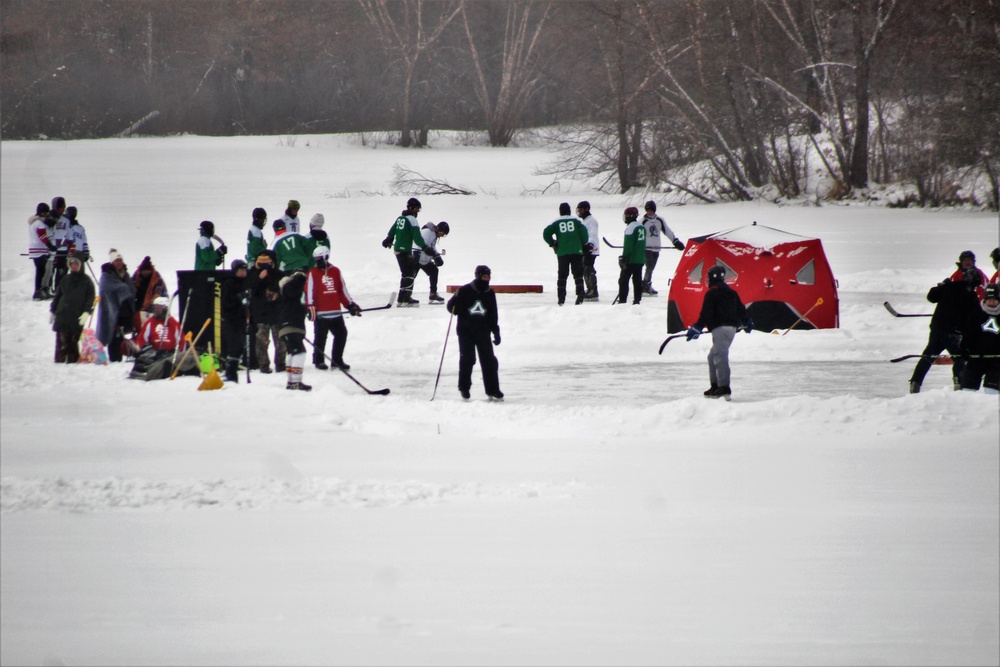 Pond hockey tourney action at Fort McCoy