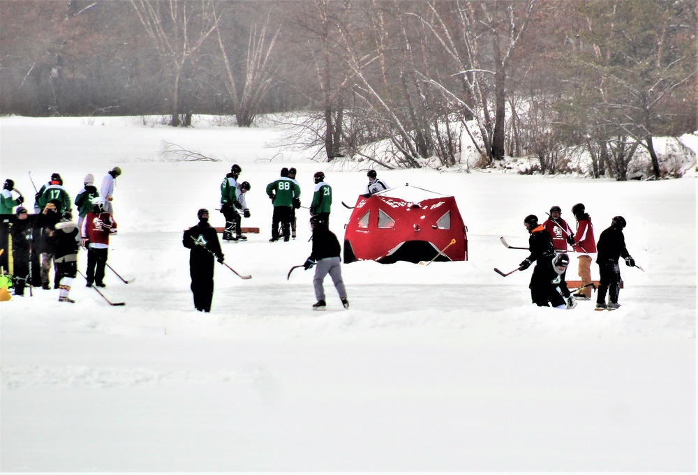 Pond hockey tourney action at Fort McCoy