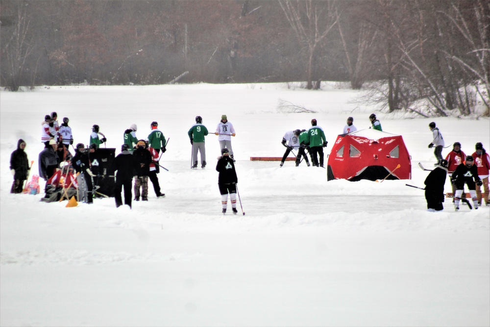 Pond hockey tourney action at Fort McCoy