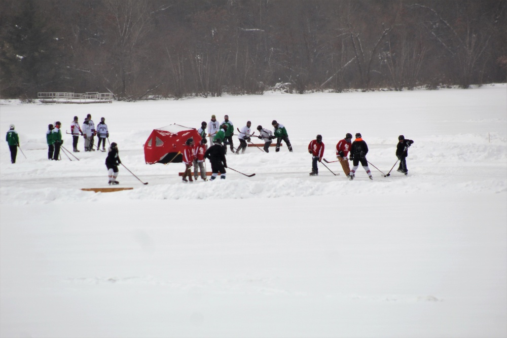 Pond hockey tourney action at Fort McCoy