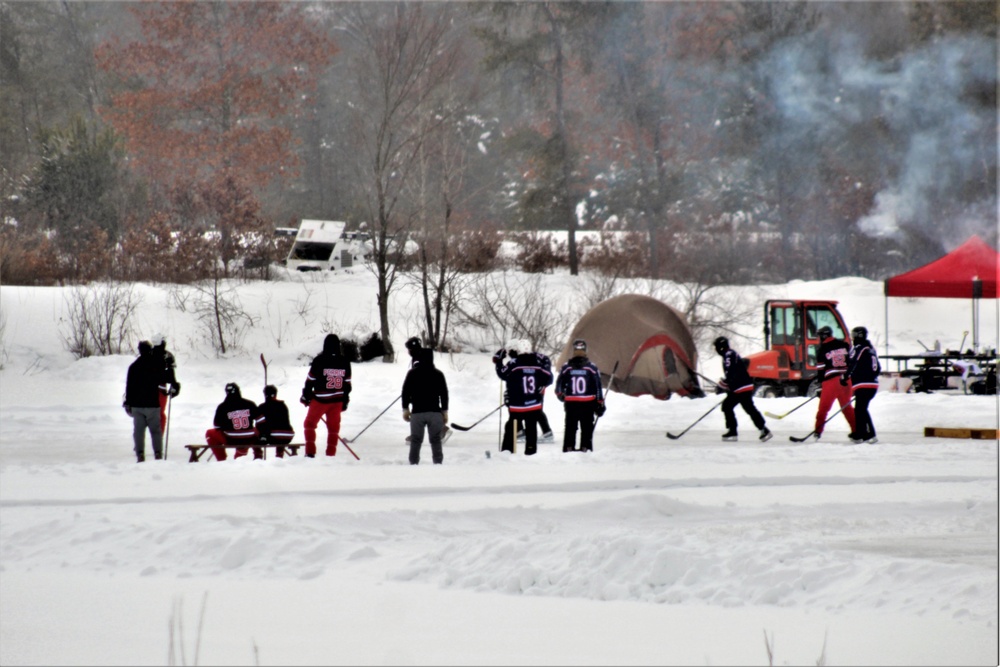 Pond hockey tourney action at Fort McCoy