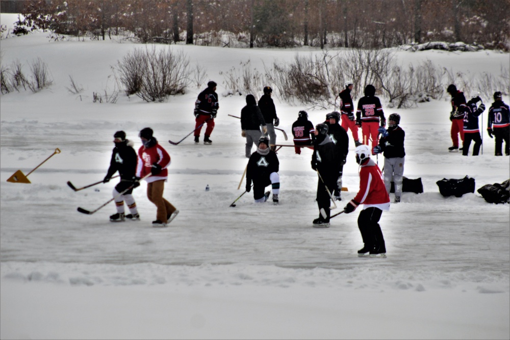 Pond hockey tourney action at Fort McCoy