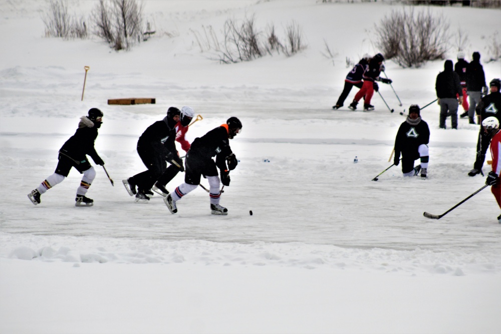 Pond hockey tourney action at Fort McCoy