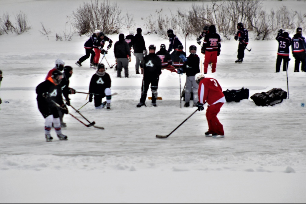 Pond hockey tourney action at Fort McCoy