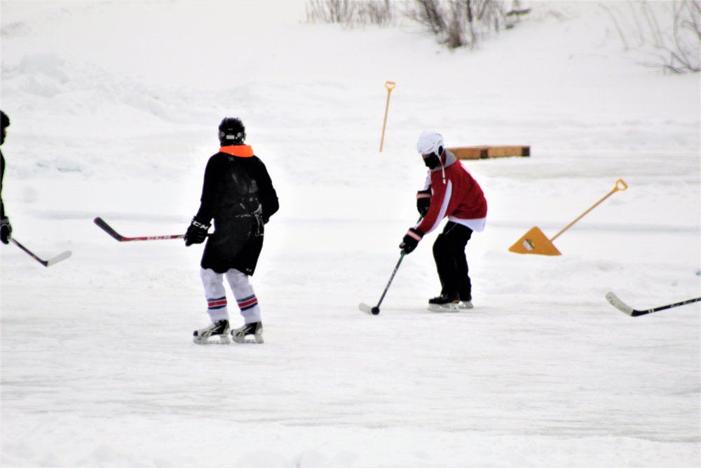 Pond hockey tourney action at Fort McCoy