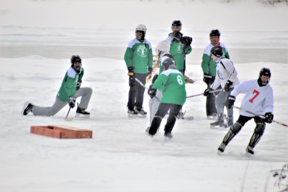 Pond hockey tourney action at Fort McCoy