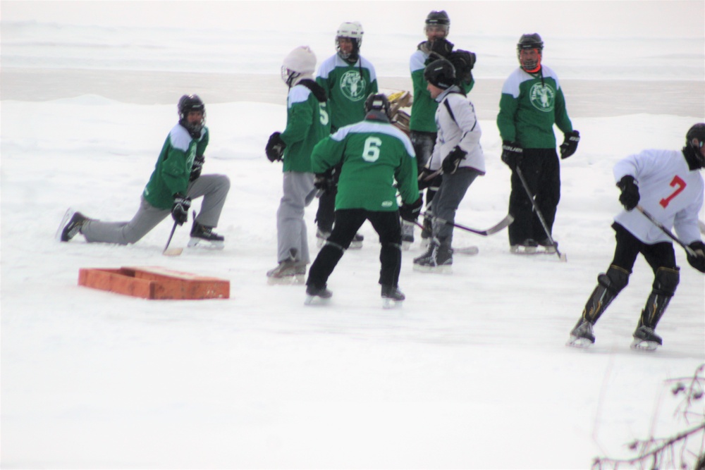 Pond hockey tourney action at Fort McCoy