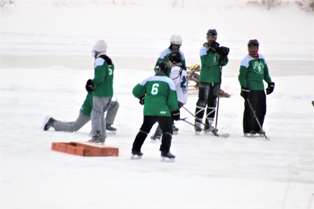 Pond hockey tourney action at Fort McCoy