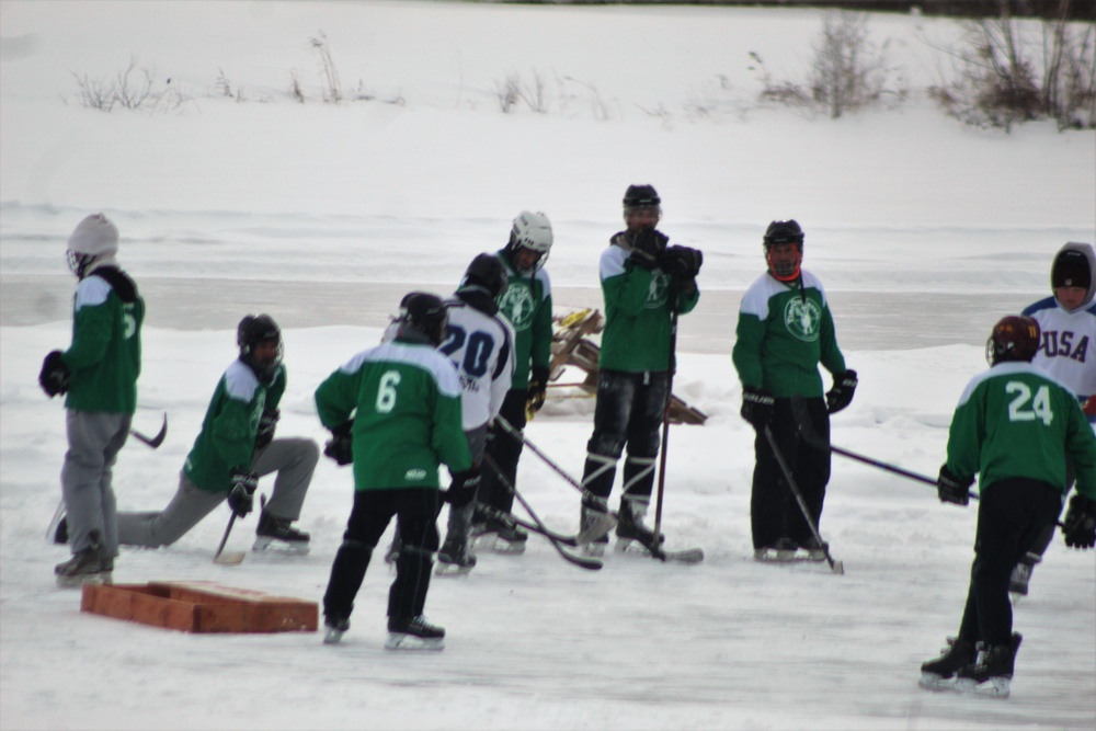 Pond hockey tourney action at Fort McCoy