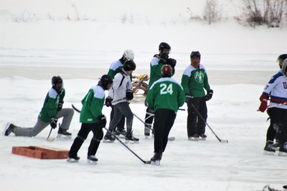 Pond hockey tourney action at Fort McCoy