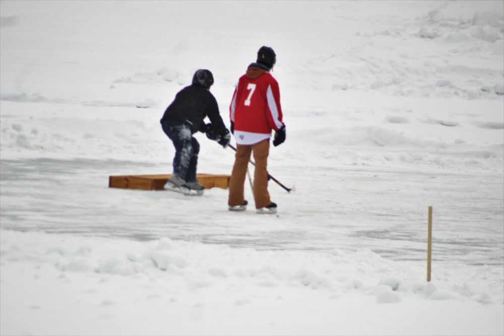 Pond hockey tourney action at Fort McCoy