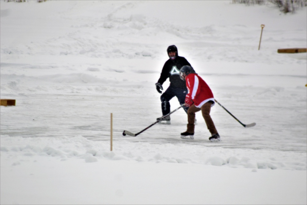 Pond hockey tourney action at Fort McCoy