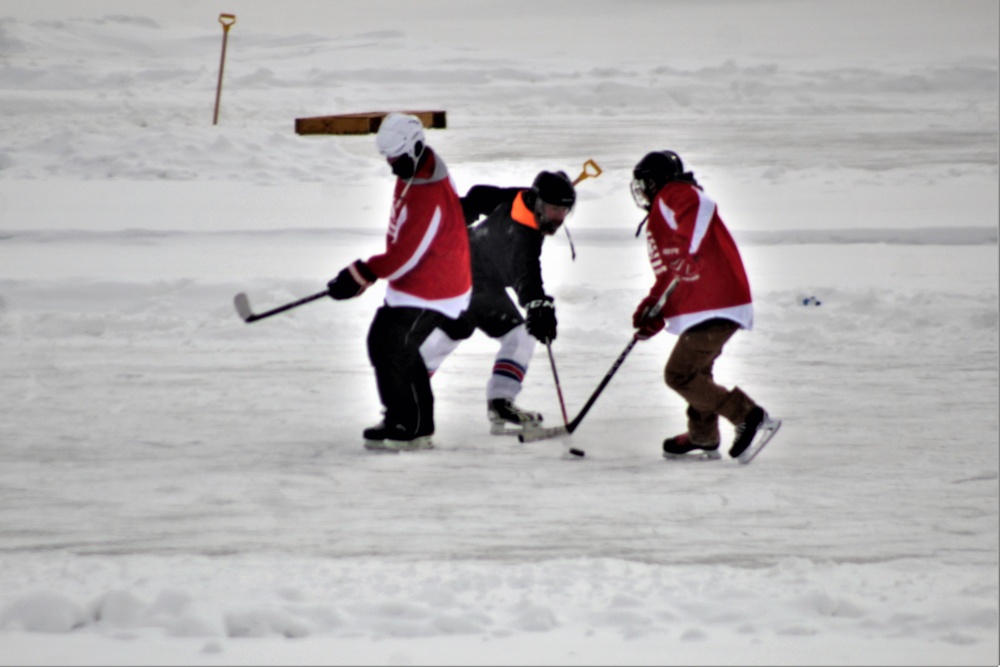 Pond hockey tourney action at Fort McCoy