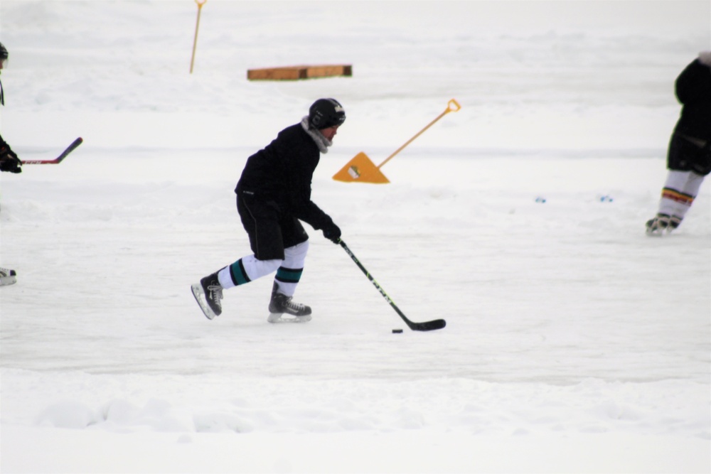 Pond hockey tourney action at Fort McCoy