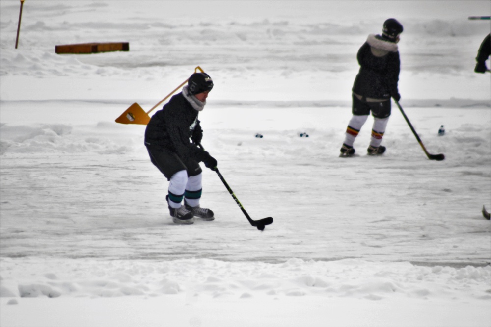 Pond hockey tourney action at Fort McCoy