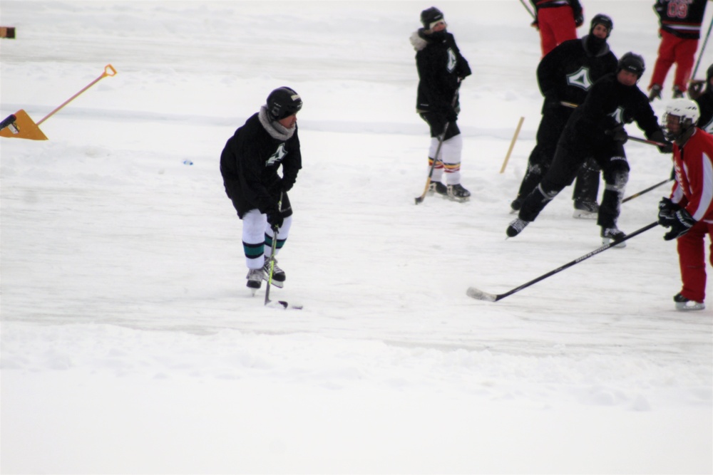 Pond hockey tourney action at Fort McCoy