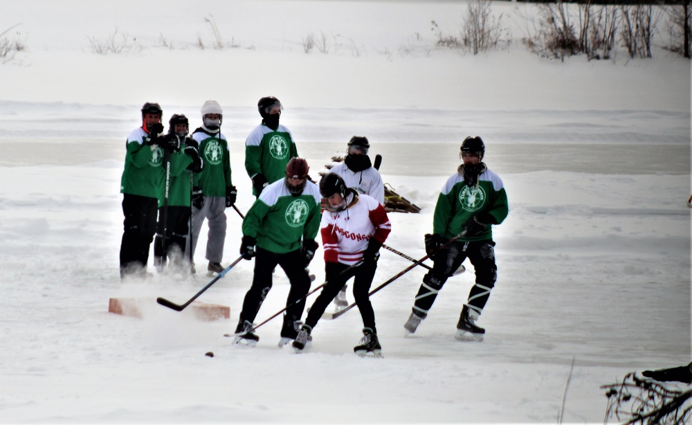 Pond hockey tourney action at Fort McCoy