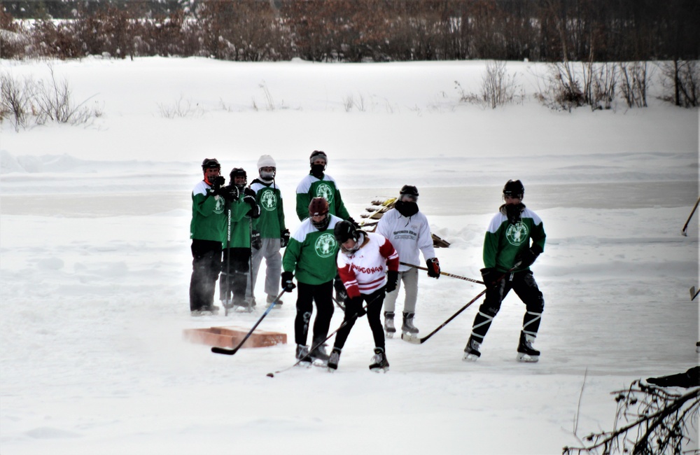 Pond hockey tourney action at Fort McCoy