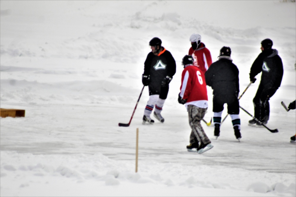 Pond hockey tourney action at Fort McCoy