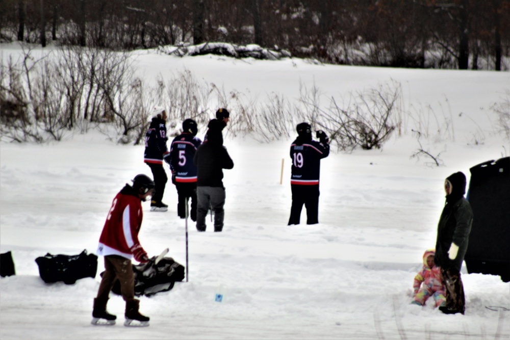 Pond hockey tourney action at Fort McCoy