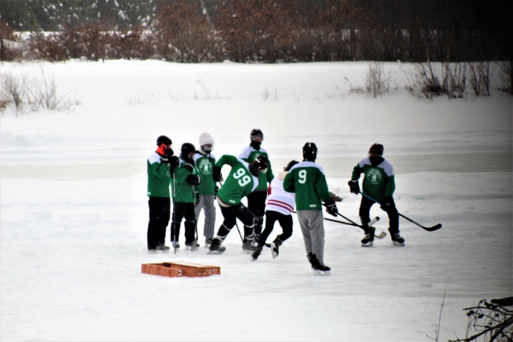 Pond hockey tourney action at Fort McCoy