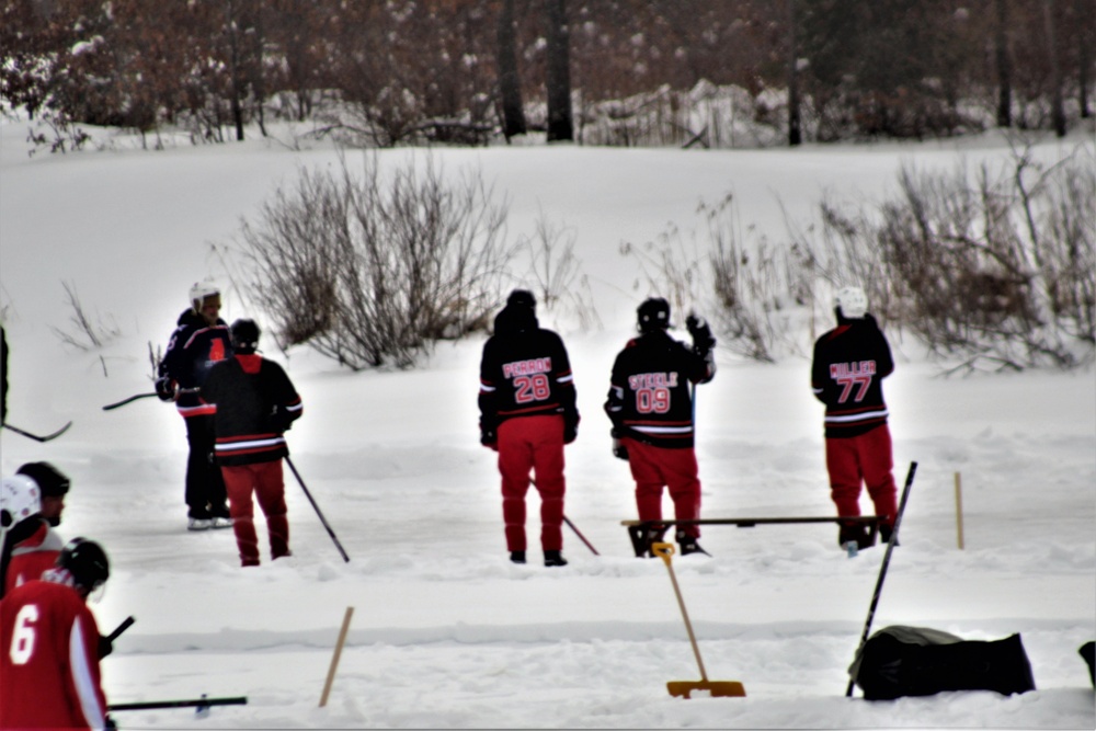 Pond hockey tourney action at Fort McCoy