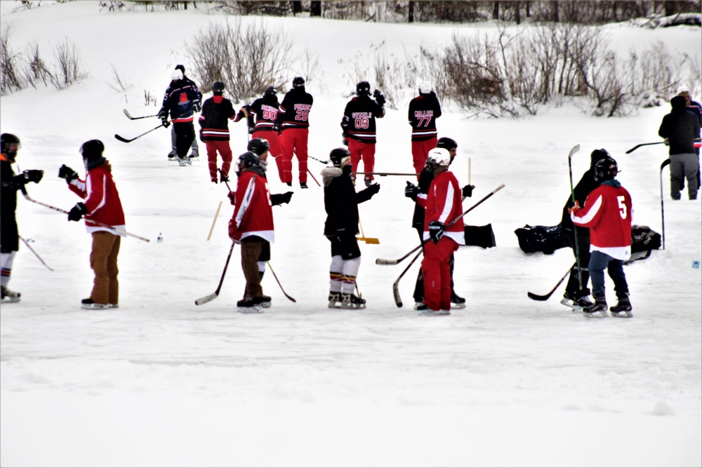 Pond hockey tourney action at Fort McCoy