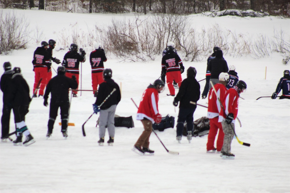 Pond hockey tourney action at Fort McCoy