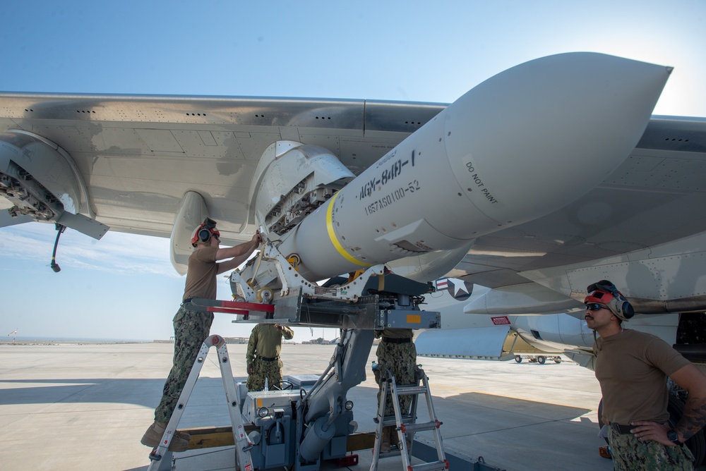 VP-8 Ordnance Loads Harpoon on P-8A