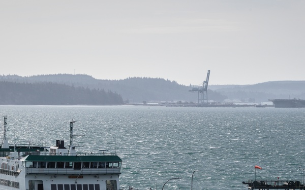 USS Nimitz Arrives At Indian Island