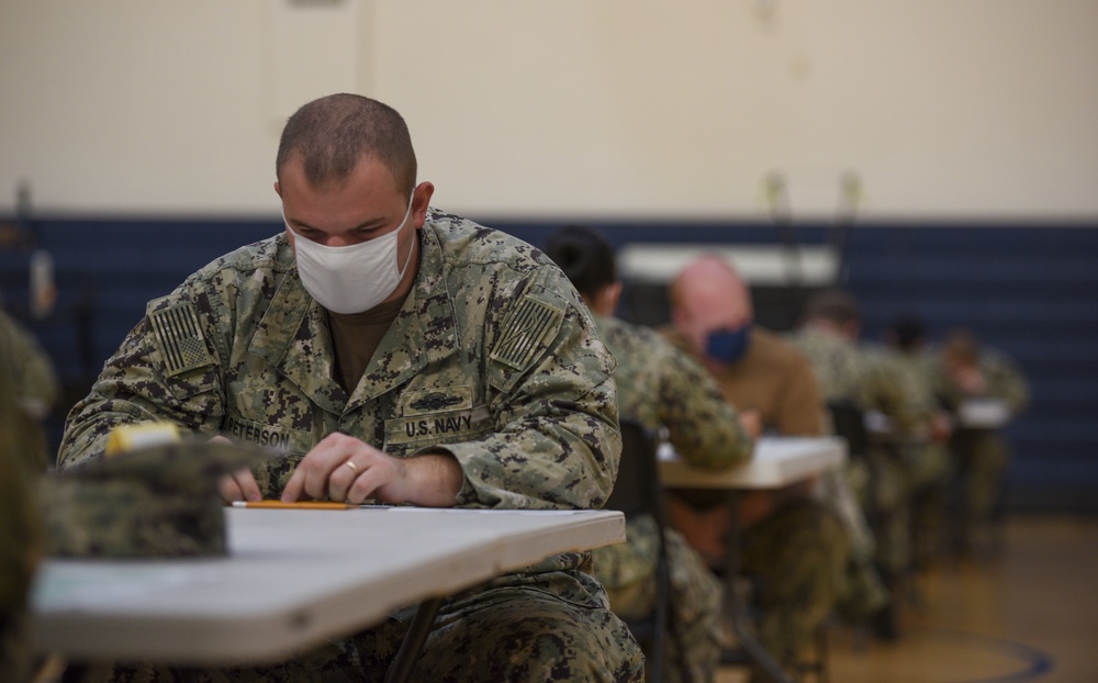 Sailors Assigned to U.S. Naval Base Guam Commands Take First Class Petty Officer Advancement Exam