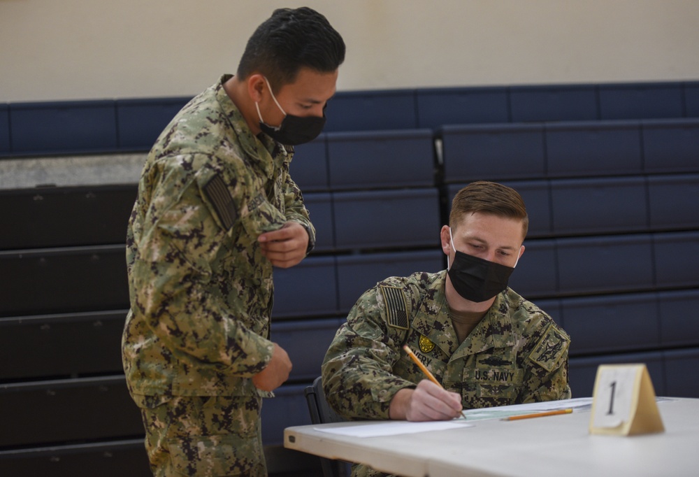 Sailors Assigned to U.S. Naval Base Guam Commands Take First Class Petty Officer Advancement Exam