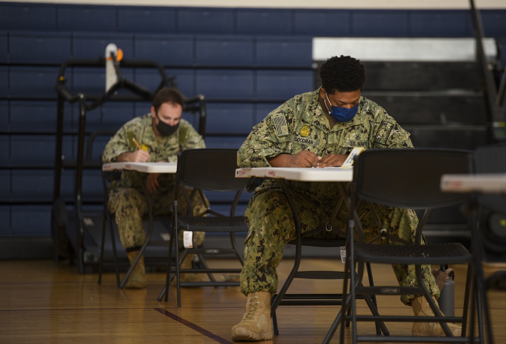 Sailors Assigned to U.S. Naval Base Guam Commands Take First Class Petty Officer Advancement Exam