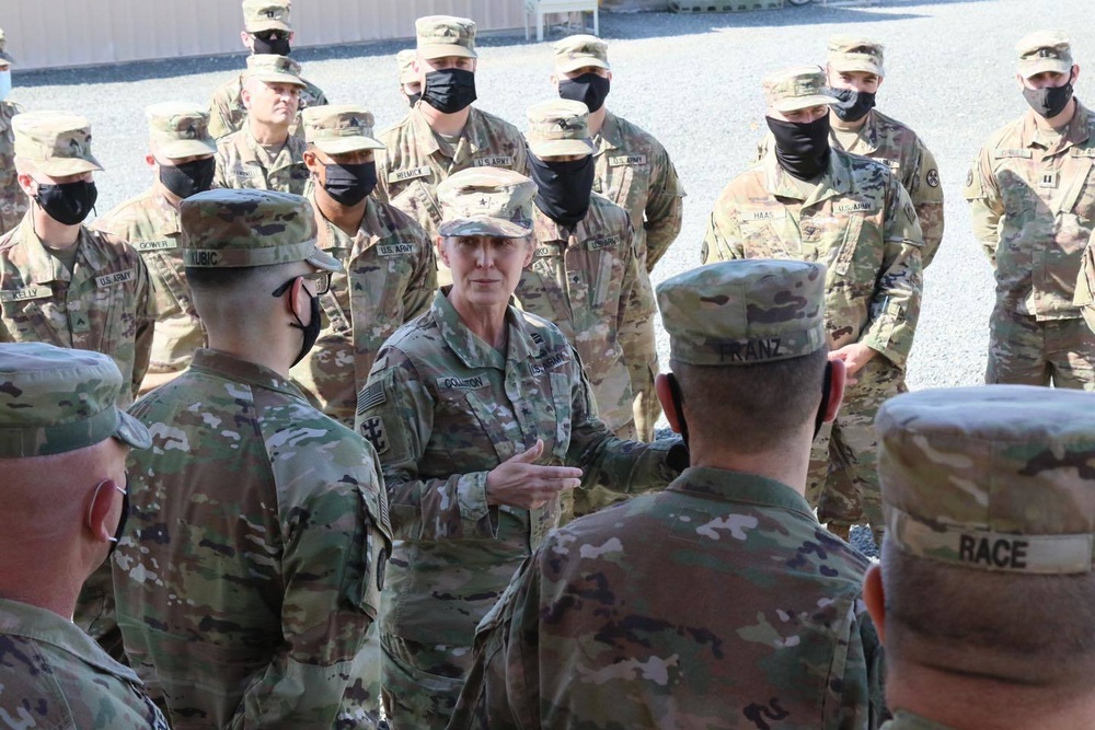 Brigadier General Kimberly Colloton, the U.S. Army Corps of Engineers (USACE) Transatlantic Division Commanding General, pays a visit to Soldiers of the Theater Engineer Brigade (TEB).