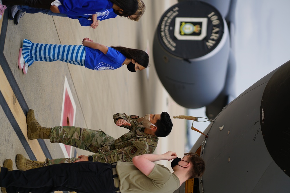 351st EARS hosts students, teachers for KC-135 tour