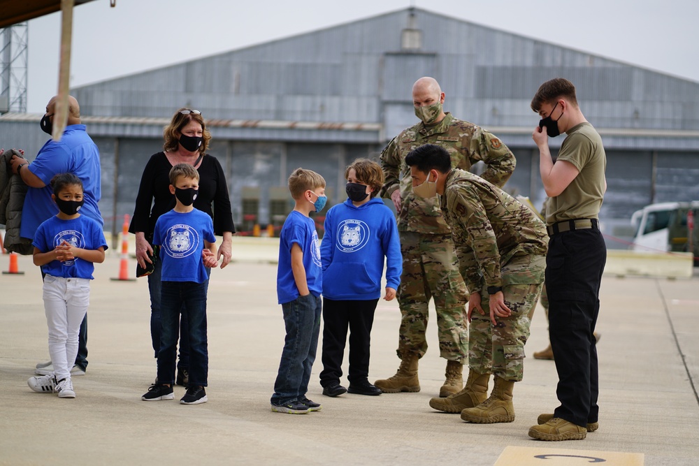 351st EARS hosts students, teachers for KC-135 tour