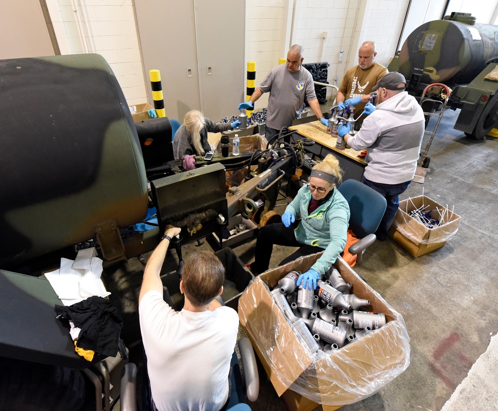 88th Logistics Readiness Squadron prepares sanitizing solution for COVID-19