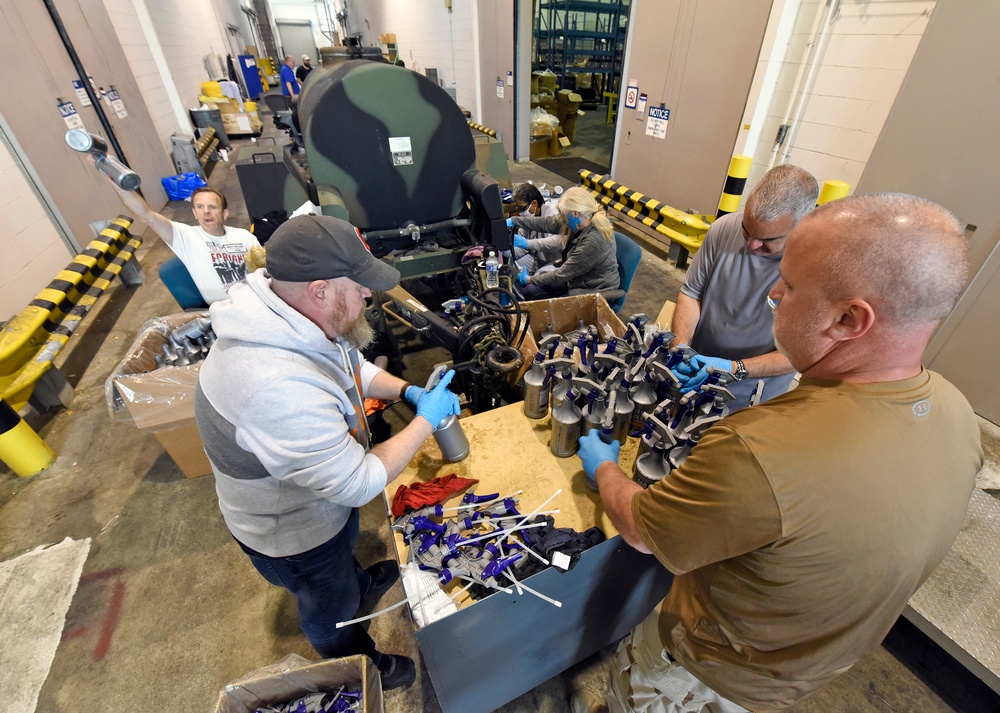 88th Logistics Readiness Squadron prepares sanitizing solution for COVID-19