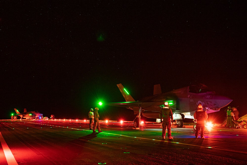 F-35 test pilots perform night lighting evaluation flights