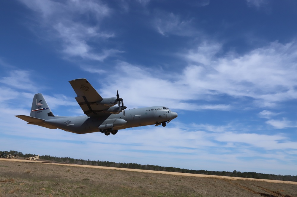 U.S Air Force Transport plane take flight in departing the Joint Readiness Training Center's Rotation 21-5.