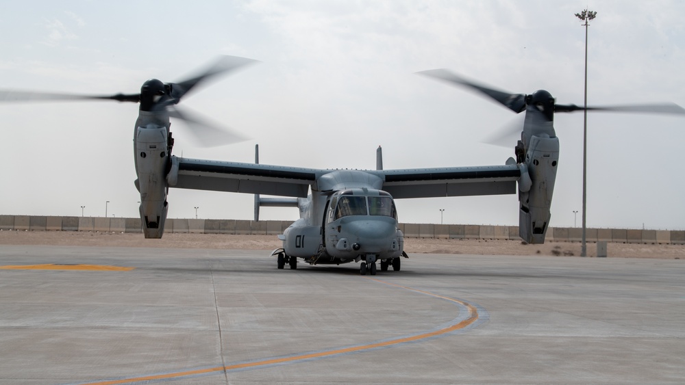 MV-22 Osprey refuels at AUAB for AFCENT ACE capstone event