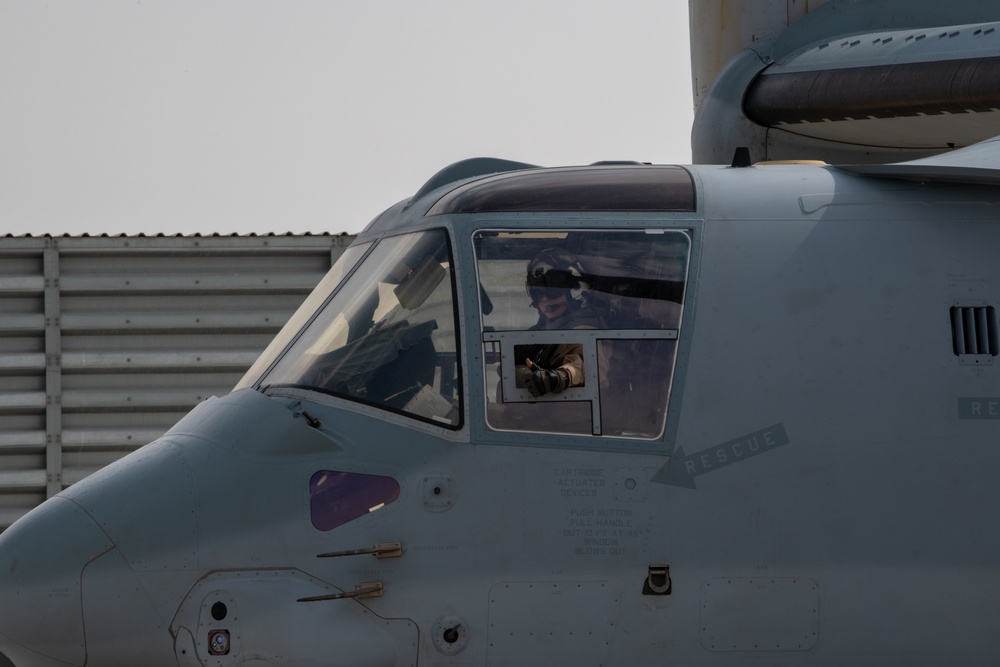 MV-22 Osprey refuels at AUAB for AFCENT ACE capstone event