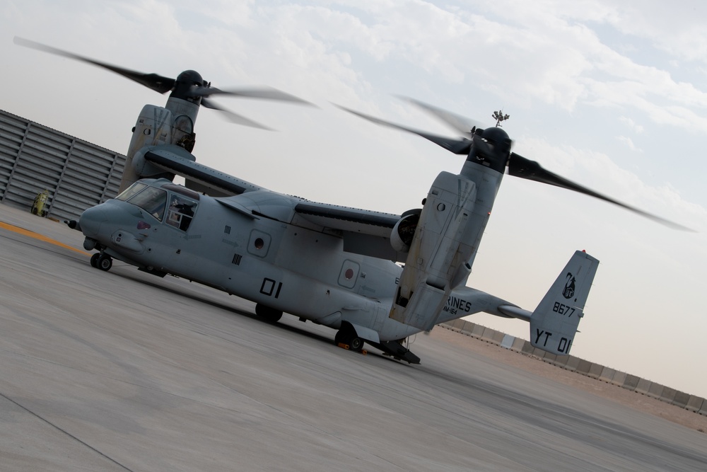 MV-22 Osprey refuels at AUAB for AFCENT ACE capstone event