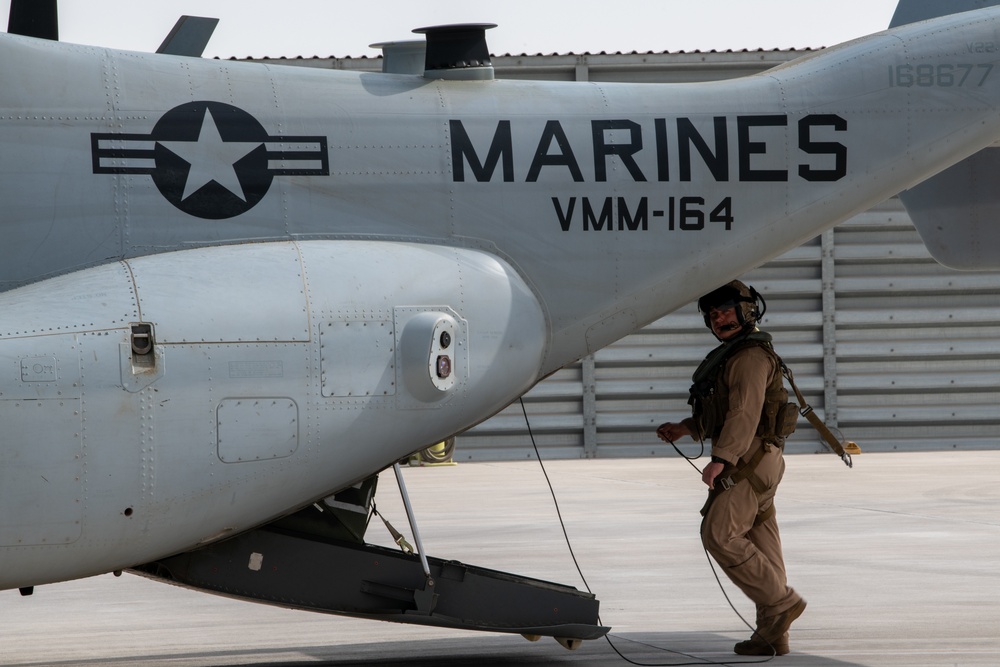 MV-22 Osprey refuels at AUAB for AFCENT ACE capstone event