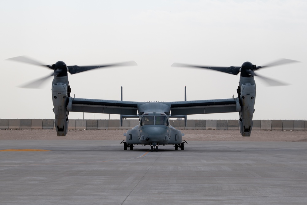 MV-22 Osprey refuels at AUAB for AFCENT ACE capstone event