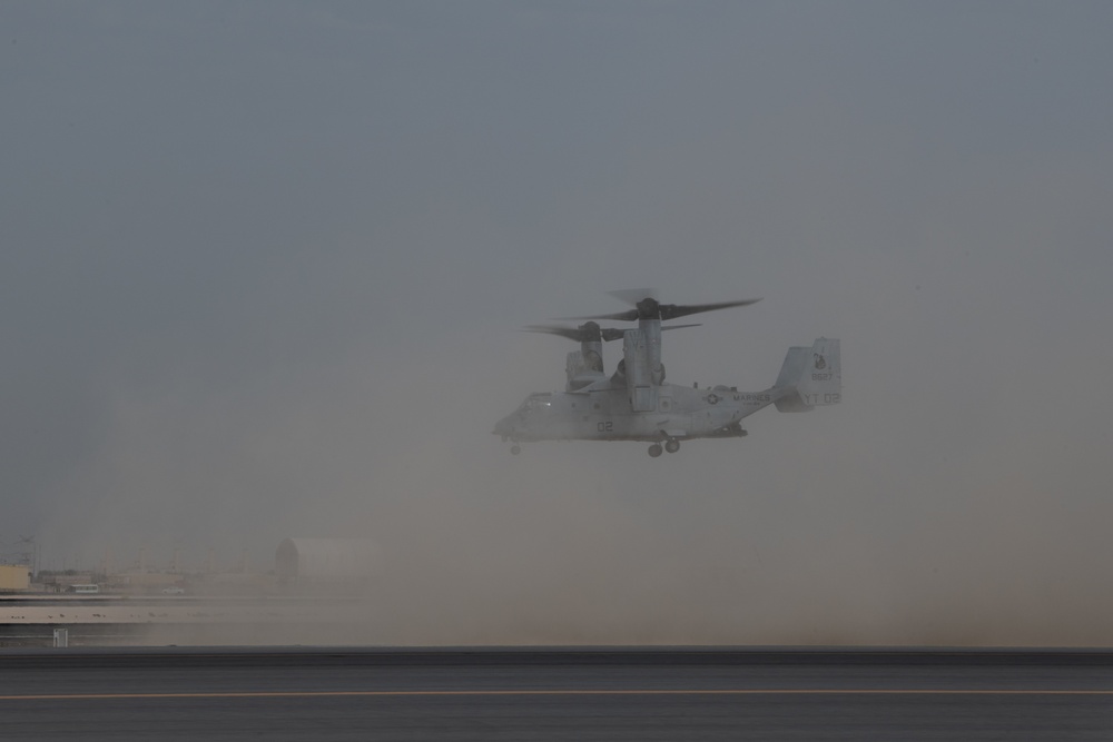 MV-22 Osprey refuels at AUAB for AFCENT ACE capstone event