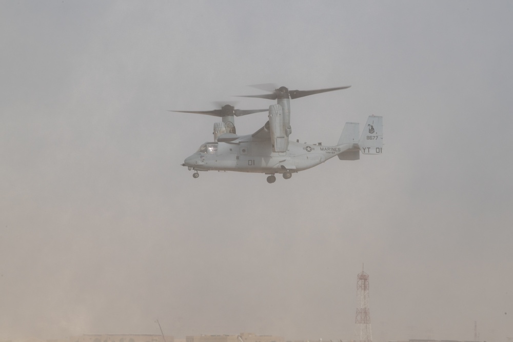 MV-22 Osprey refuels at AUAB for AFCENT ACE capstone event